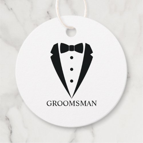 Black Wedding Tuxedo Suit and Bow Tie Groomsmen Favor Tags