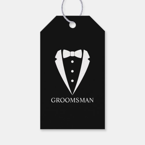 Black Wedding Tuxedo Suit and Bow Tie Groomsmen Gift Tags