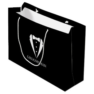Black Wedding Tuxedo Suit and Bow Tie Groomsmen Large Gift Bag