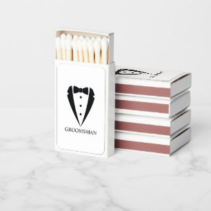 Black Wedding Tuxedo Suit and Bow Tie Groomsmen Matchboxes