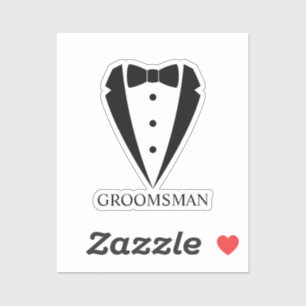 Black Wedding Tuxedo Suit and Bow Tie Groomsmen Sticker