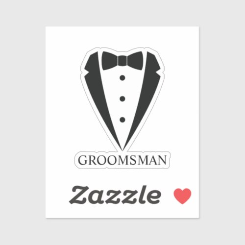 Black Wedding Tuxedo Suit and Bow Tie Groomsmen Sticker