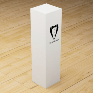Black Wedding Tuxedo Suit and Bow Tie Groomsmen Wine Box