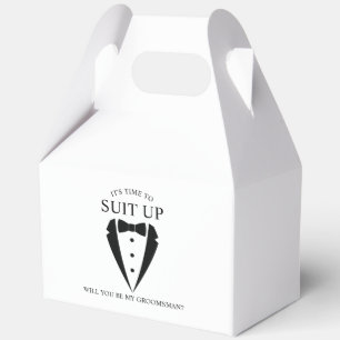 Black Wedding Tuxedo Suit Groomsman Proposal Favor Boxes