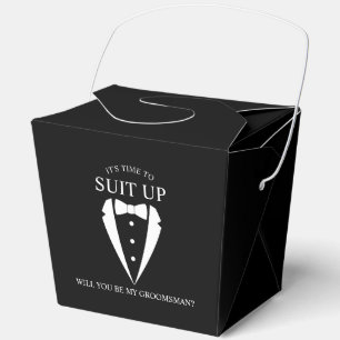 Black Wedding Tuxedo Suit Groomsman Proposal Favor Boxes
