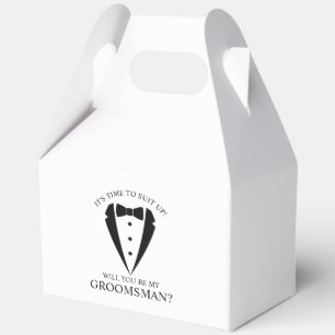 Black Wedding Tuxedo Suit Groomsman Proposal Favor Boxes
