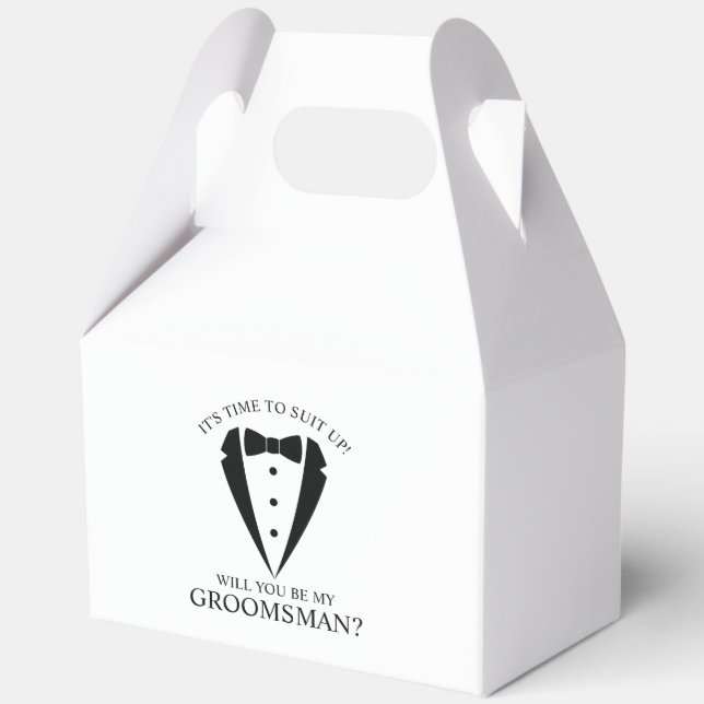 Black Wedding Tuxedo Suit Groomsman Proposal Favor Boxes (Front)