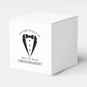 Black Wedding Tuxedo Suit Groomsman Proposal Favor Boxes