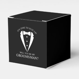 Black Wedding Tuxedo Suit Groomsman Proposal Favor Boxes