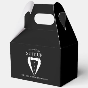 Black Wedding Tuxedo Suit Groomsman Proposal Favor Boxes