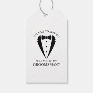 Black Wedding Tuxedo Suit Groomsman Proposal Gift Tags
