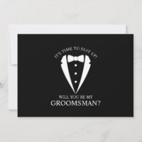 Black Wedding Tuxedo Suit Groomsman Proposal