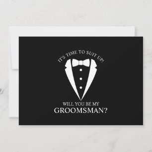 Black Wedding Tuxedo Suit Groomsman Proposal Invitation
