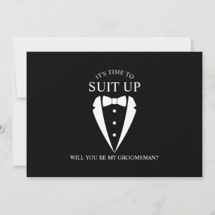 Black Wedding Tuxedo Suit Groomsman Proposal Invitation