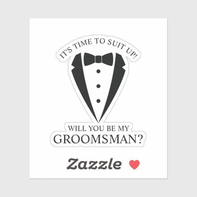 Black Wedding Tuxedo Suit Groomsman Proposal Sticker (Sheet)