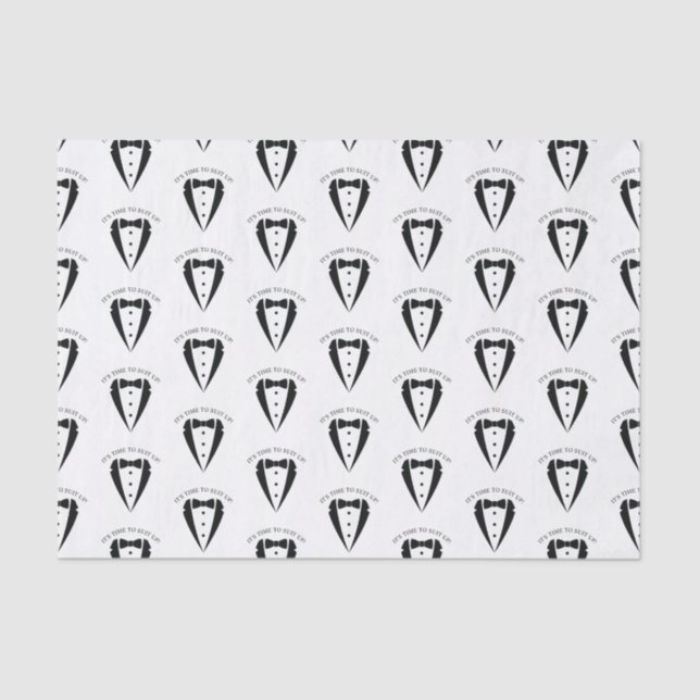 Black Wedding Tuxedo Suit Groomsman Proposal Tissue Paper (Front)