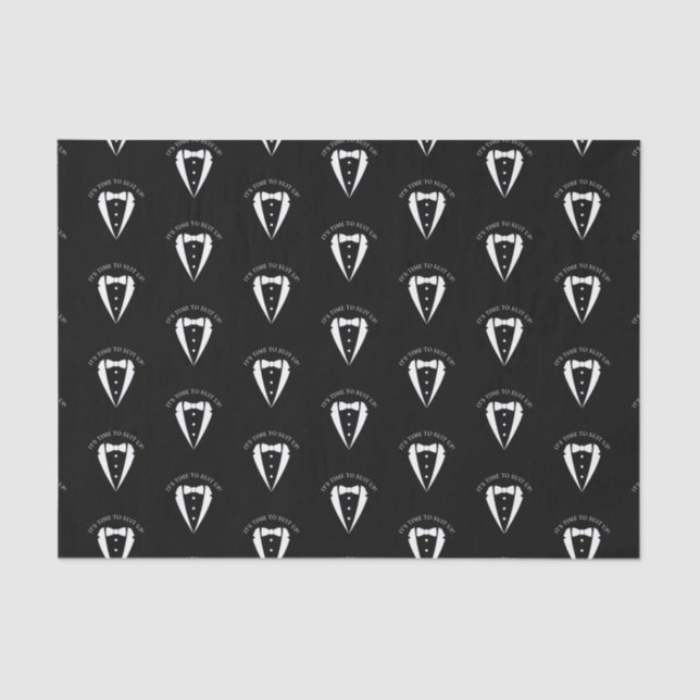 Black Wedding Tuxedo Suit Groomsman Proposal Tissue Paper (Front)