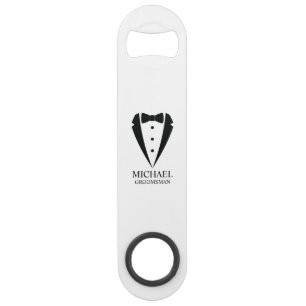 Black Wedding Tuxedo Suit Personalized Groomsmen Bar Key