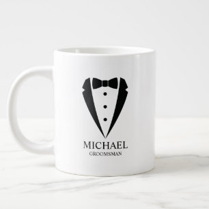 Black Wedding Tuxedo Suit Personalized Groomsmen Giant Coffee Mug