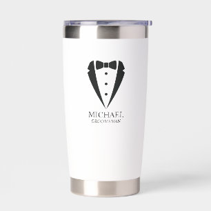 Black Wedding Tuxedo Suit Personalized Groomsmen Insulated Tumbler