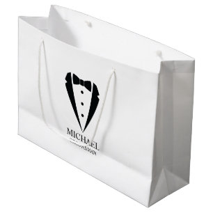 Black Wedding Tuxedo Suit Personalized Groomsmen Large Gift Bag