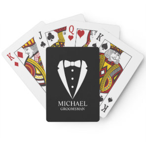 Black Wedding Tuxedo Suit Personalized Groomsmen Poker Cards
