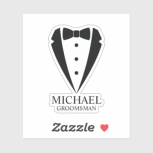 Black Wedding Tuxedo Suit Personalized Groomsmen Sticker