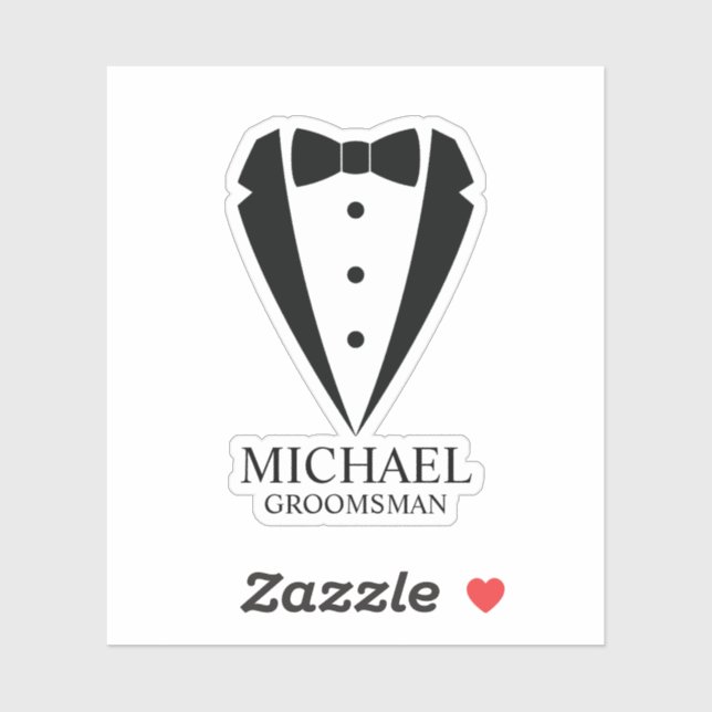 Black Wedding Tuxedo Suit Personalized Groomsmen Sticker (Sheet)