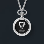 Black Wedding Tuxedo Suit Personalized Groomsmen Watch<br><div class="desc">Make Your Wedding Unforgettable – Add a personal touch with a custom groomsmen gift
featuring a tuxedo suit and bow tie illustration with a personalized groomsman's name and title in a classic serif font.

 A perfect keepsake for your groomsmen,  best man,  father of the bride,  and more!</div>