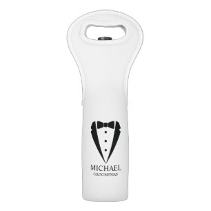Black Wedding Tuxedo Suit Personalized Groomsmen Wine Bag