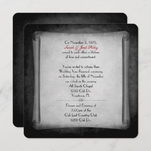 Black Wedding Vow Renewal Scroll Invitation