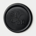 Black wedding wax seal with initials sticker<br><div class="desc">Wedding invitation wax seal stamp with initials</div>