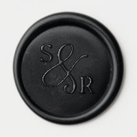 Black wedding wax seal with initials