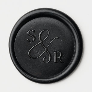 Black wedding wax seal with initials sticker