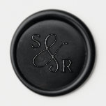 Black wedding wax seal with initials wax seal sticker<br><div class="desc">Wedding invitation wax seal stamp with initials</div>