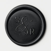Black wedding wax seal with initials