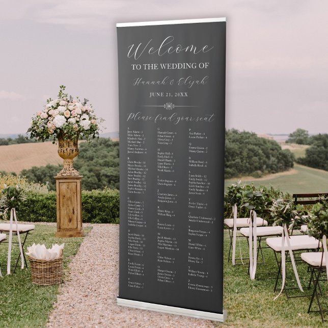 Black Wedding Welcome Alphabetical Seating Chart Retractable Banner (Black Wedding Welcome Alphabetical Seating Chart Retractable Banner
)