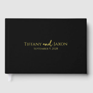 Black Wedding With Real Foil Guest Book