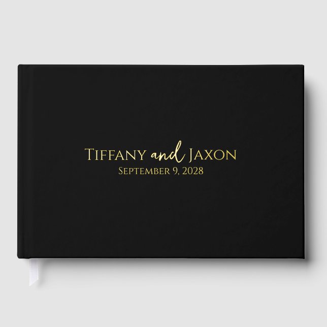 Black Wedding With Real Foil Guest Book (Front)