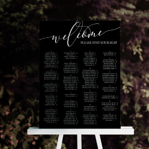 Black Welcome 4 Column Seating Chart Any Event Foam Board