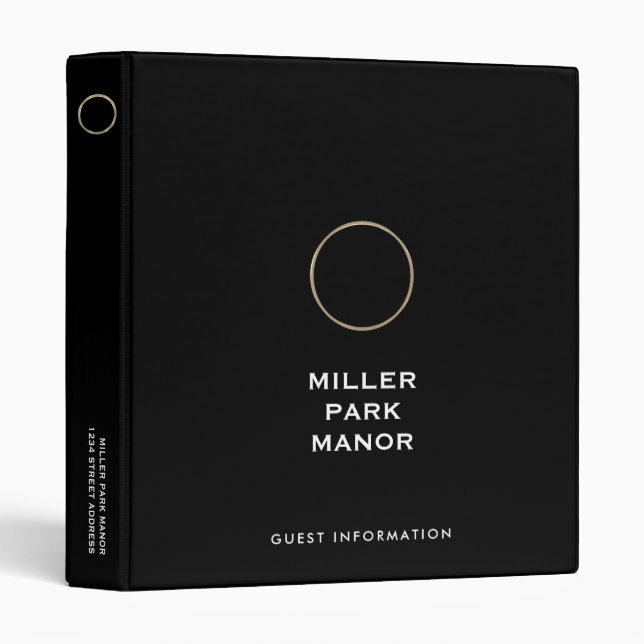 Black Welcome Guest Information Binder (Front/Spine)