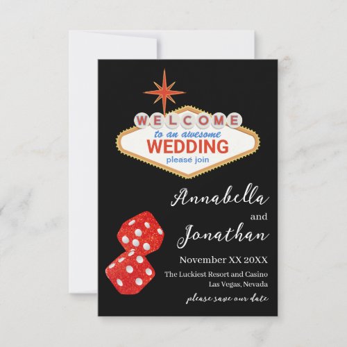 Black Welcome to Las Vegas Wedding Save The Date