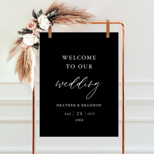 Black Welcome To Our Wedding Welcome Sign