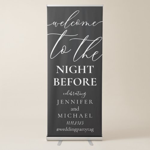 Black Welcome to the wedding rehearsal dinner Retractable Banner