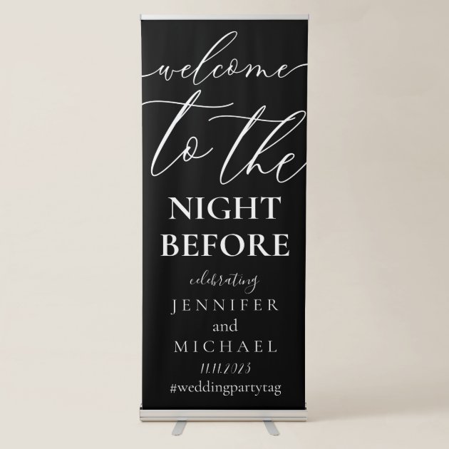 Black Welcome to the wedding rehearsal dinner Retractable Banner