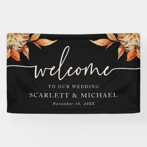 Black Welcome Wedding Banner