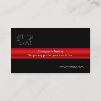 Black Welsh Dragon, red chrome-look strip on black Business Card