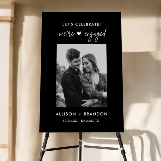 Black We're Engaged Engagement Party Decorations Foam Board (Creator Uploaded)