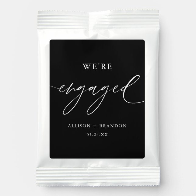  Black We're Engaged Engagement Party Favors  Margarita Drink Mix (Front)