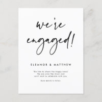 Black We're Engaged Hand Lettering Engagement
